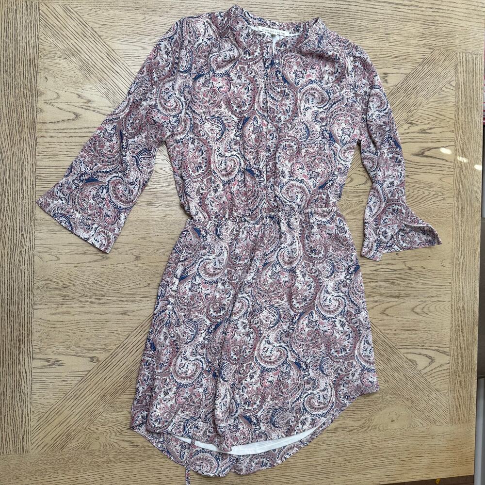 Daniel‎ Rainn 3/4 Sleeve Tie Waist Paisley Print Shirt Dress XS